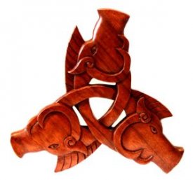 Wandbild Keltische Triskele Mabinogi aus Holz