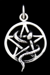 Silberanhänger Schlangen-Pentagramm