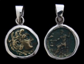 Anhänger Antike Münze Zeus und Herakles