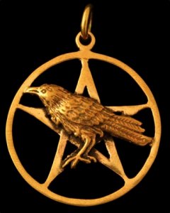 Schmuckanhänger Odins Rabe im Pentagramm Bronze