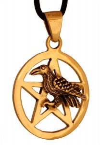 Bronzeanhänger Wotans Rabe im Pentagramm