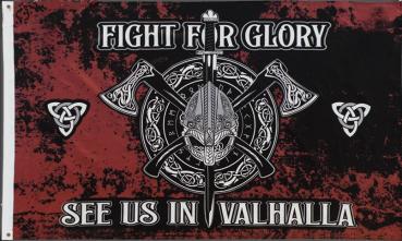 Wikinger Flagge "Fight for Glory - see us in Valhalla"